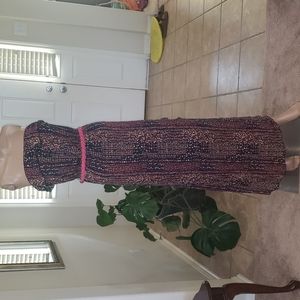 Trixxi xl country chic dark floral flounce strapless maxi braided belt